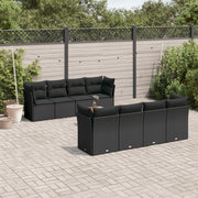 Loungeset 9-delig poly rattan zwart