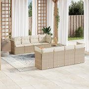 Loungeset 9-delig poly rattan beige