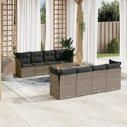 Loungeset 9-delig poly rattan grijs