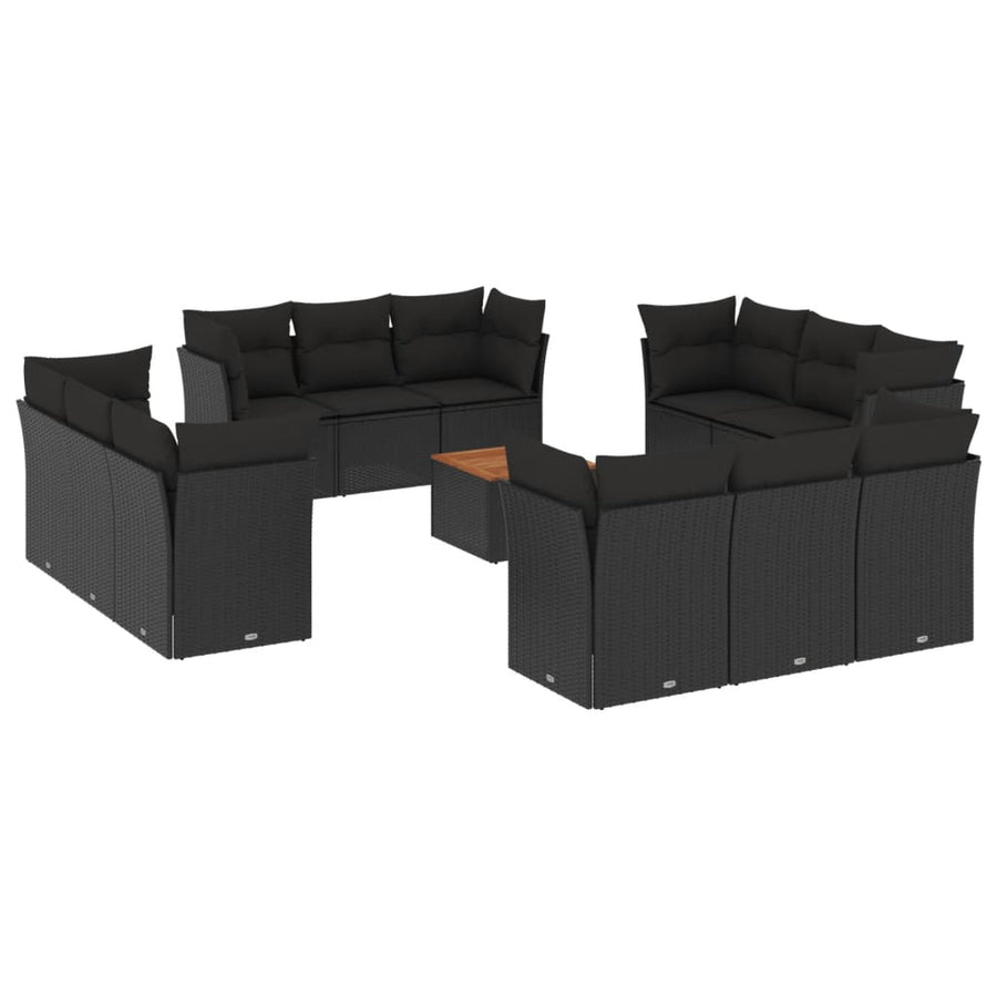 3-Delige Loungeset Met Kussens Poly Rattan Zwart