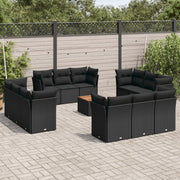 Loungeset 13-delig poly rattan zwart