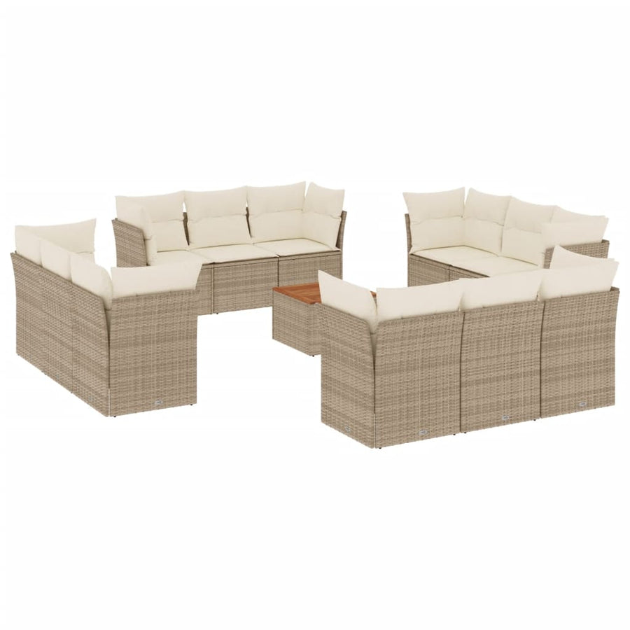 3-Delige Loungeset Met Kussens Poly Rattan Beige beige and cream