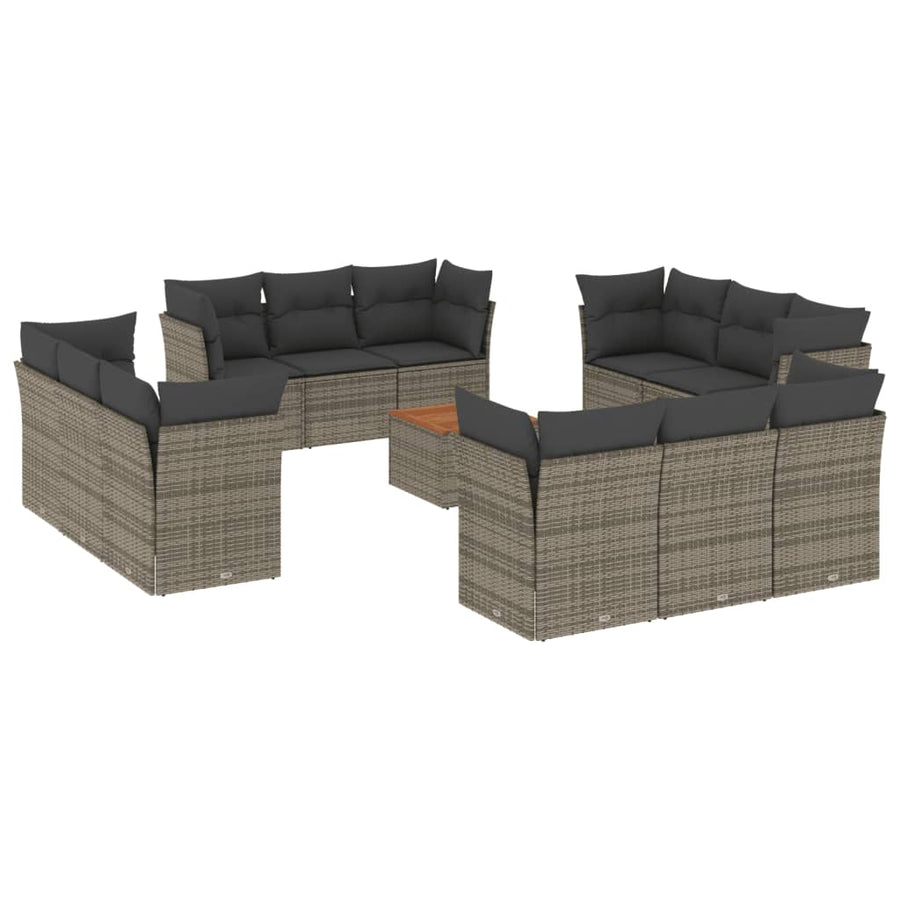 3-Delige Loungeset Met Kussens Poly Rattan Grijs
