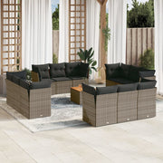Loungeset 13-delig poly rattan grijs