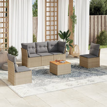 6-Delige Loungeset Met Kussens Poly Rattan Beige