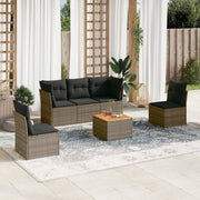 6-piece Lounge Set with Cushions Poly Rattan Grey