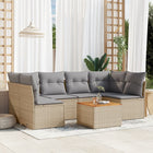 7-Delige Loungeset Met Kussens Poly Rattan Beige