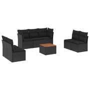 Loungeset 8-delig poly rattan zwart