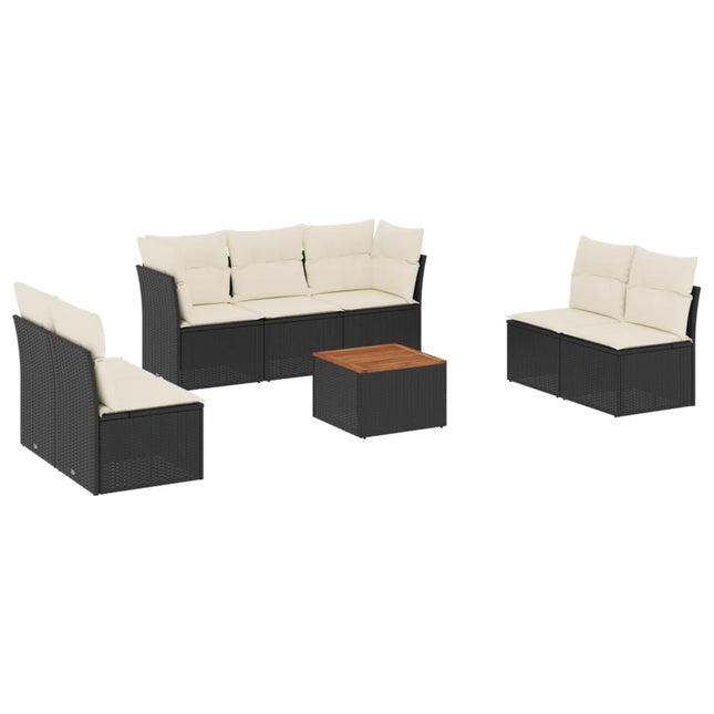 8-Delige Loungeset Met Kussens Poly Rattan Zwart