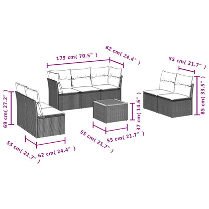 8-Delige Loungeset Met Kussens Poly Rattan Beige