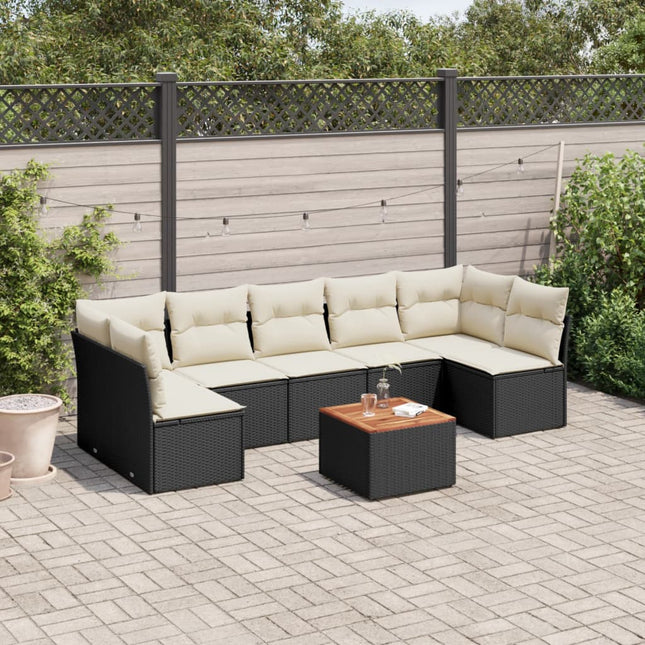 8-Delige Loungeset Met Kussens Poly Rattan Zwart