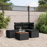 5-Piece Loungeset with Cushions Poly Rattan Black