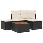 Loungeset 5-delig poly rattan zwart