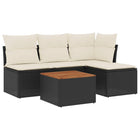 5-Piece Loungeset with Cushions Poly Rattan Black