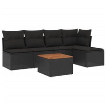 6-Delige Loungeset Met Kussens Poly Rattan Zwart