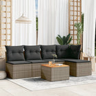 6-piece Lounge Set with Cushions Poly Rattan Grey
