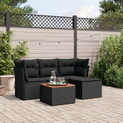 Loungeset 5-delig poly rattan zwart