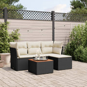 5-Piece Loungeset with Cushions Poly Rattan Black
