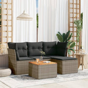 5-piece Loungeset with cushions poly rattan grey