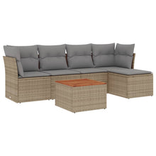 6-Delige Loungeset Met Kussens Poly Rattan Beige