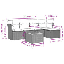 6-Delige Loungeset Met Kussens Poly Rattan Beige