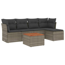 6-Delige Loungeset Met Kussens Poly Rattan Grijs