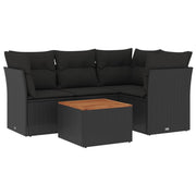 Loungeset 5-delig poly rattan zwart
