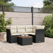 5-Piece Loungeset with Cushions Poly Rattan Black