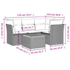 Loungeset 5-delig poly rattan grijs