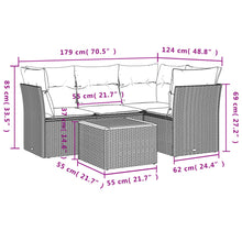 5-Delige Loungeset Met Kussens Poly Rattan Grijs