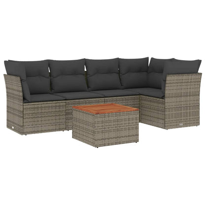 6-Delige Loungeset Met Kussens Poly Rattan Grijs