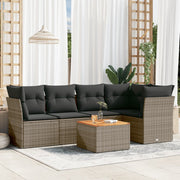 Loungeset 6-delig poly rattan grijs