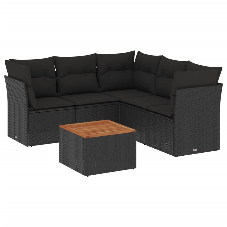 6-Delige Loungeset Met Kussens Poly Rattan Zwart