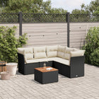 6-piece Lounge Set with cushions poly rattan black