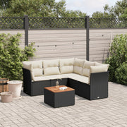 6-piece Lounge Set with cushions poly rattan black