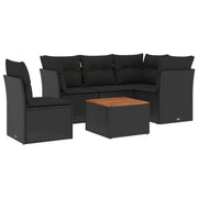 Loungeset 6-delig poly rattan zwart
