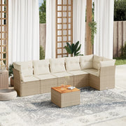 Loungeset 7-delig poly rattan beige