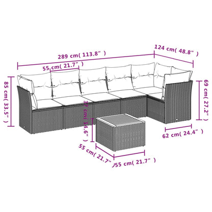 7-Delige Loungeset Met Kussens Poly Rattan Beige