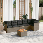 Loungeset 7-delig poly rattan grijs