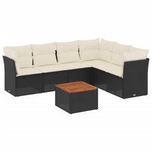 7-Delige Loungeset Met Kussens Poly Rattan Zwart