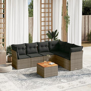 7-piece Lounge Set with Cushions poly rattan grey
