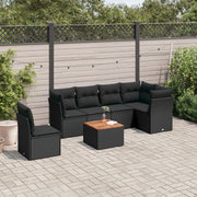 7-piece lounge set with cushions poly rattan black