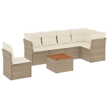 7-Delige Loungeset Met Kussens Poly Rattan Beige