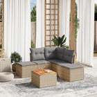 Loungeset 6-delig poly rattan beige acacia