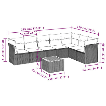 8-Delige Loungeset Met Kussens Poly Rattan Zwart