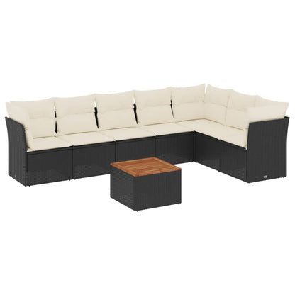 8-Delige Loungeset Met Kussens Poly Rattan Zwart
