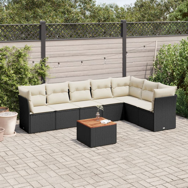 8-Delige Loungeset Met Kussens Poly Rattan Zwart