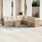 10-Delige Loungeset Met Kussens Poly Rattan Beige