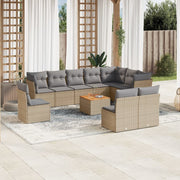 Tuinset 11-delig poly rattan beige acaciahout