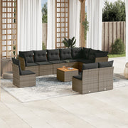 Loungeset 11-delig poly rattan grijs